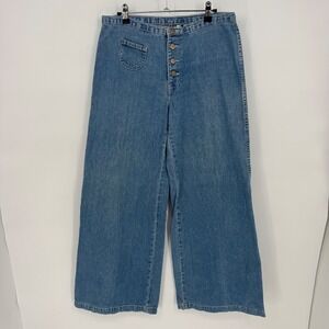 Vintage LEI Wide Leg Jeans Medium Wash Button Fly Made in USA Size 11